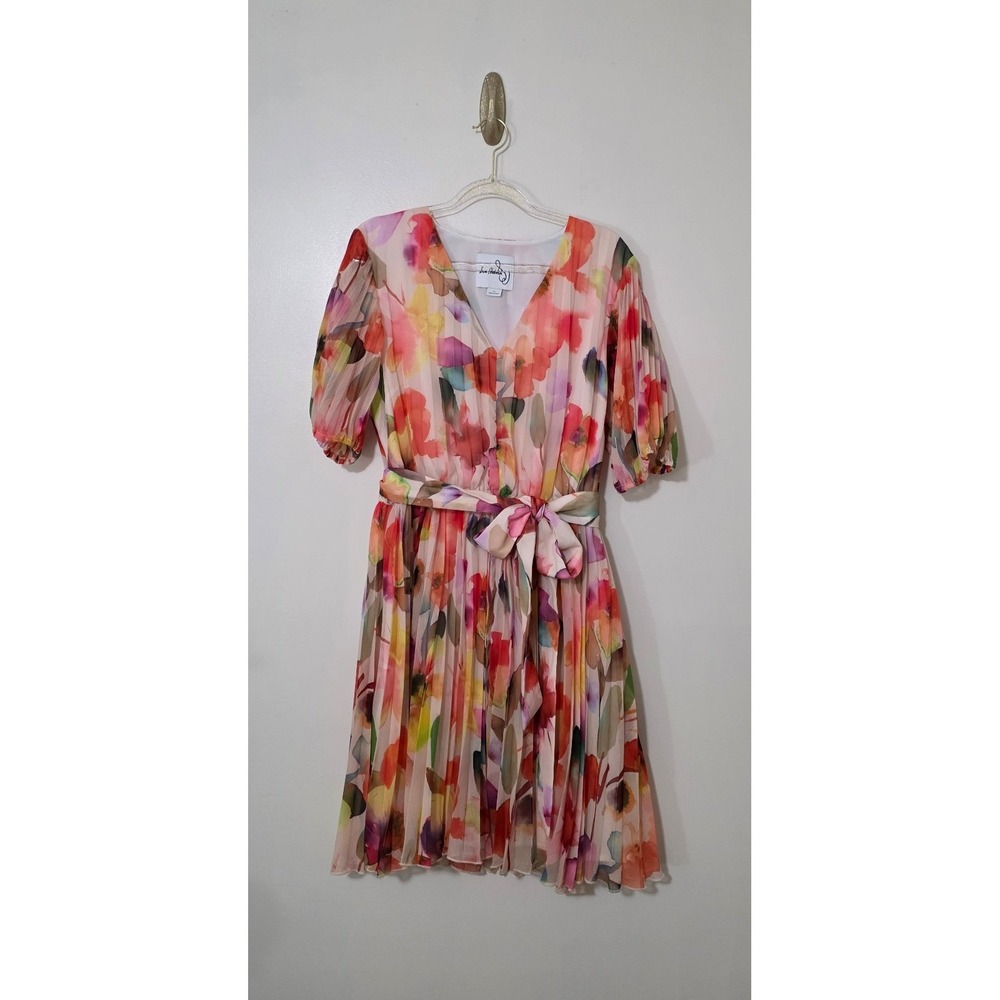 Sam Edelman Romantic Watercolor Floral Pleated Dress Wedding Cottagecore Sz 12